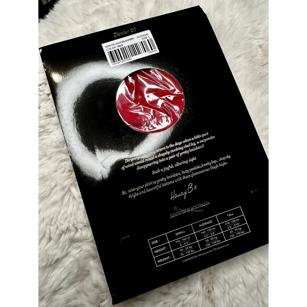 Honey Birdette Stockings RASPBERRY SHEERS❤️ Stocking Stay-Ups Large